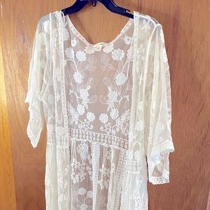Aniston Floral Embroidery Maxi Lace Kimono